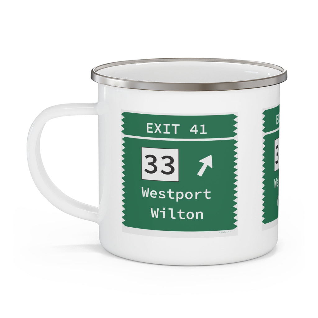 Merritt Parkway exit 41 camping mug - Merritt parkway and westport connecticut gifts and merch by Finding Connecticut 