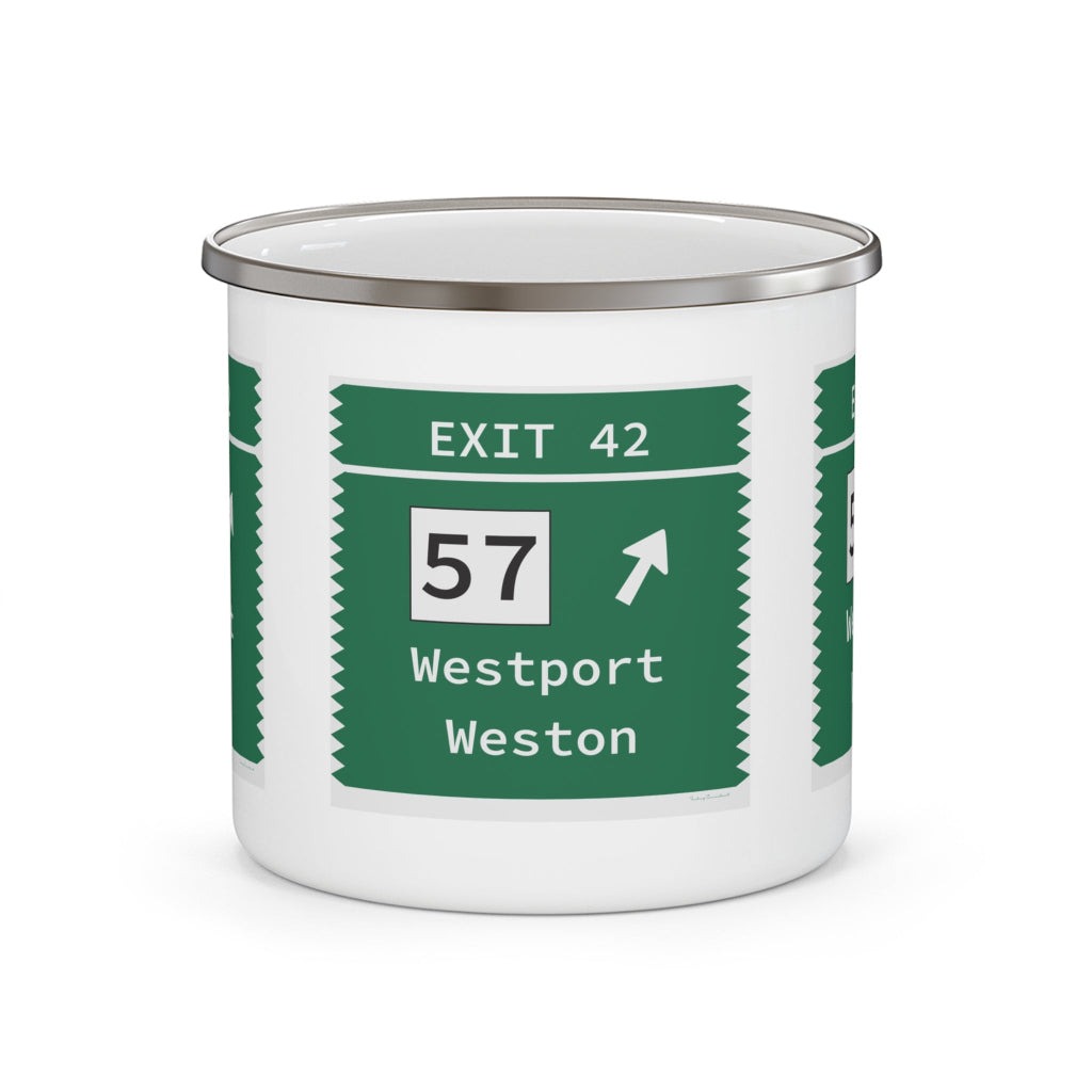 Merritt Parkway exit 42 camping mug - Merritt Parkway and Westport Connecticut gifts and merch by Finding Connecticut 