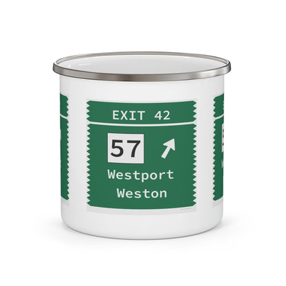 Merritt Parkway exit 42 camping mug - Merritt Parkway and Westport Connecticut gifts and merch by Finding Connecticut 