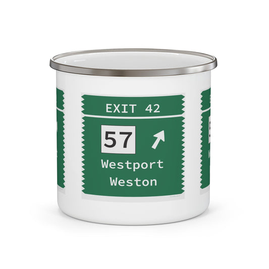 Merritt Parkway exit 42 camping mug - Merritt Parkway and Westport Connecticut gifts and merch by Finding Connecticut 