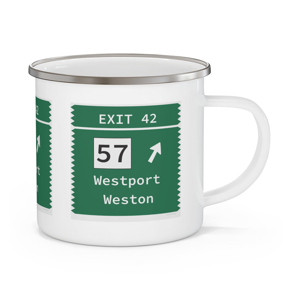 Merritt Parkway exit 42 camping mug - Merritt Parkway and Westport Connecticut gifts and merch by Finding Connecticut 
