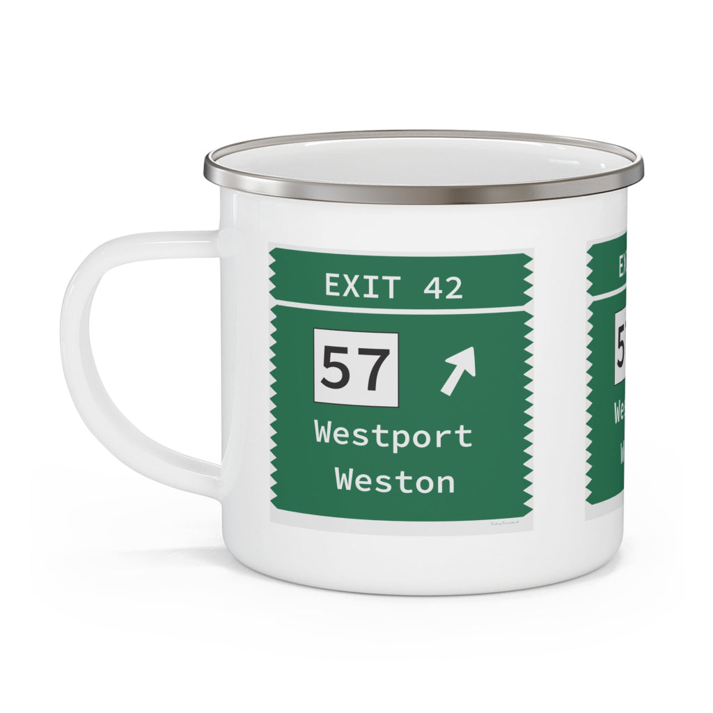 Merritt Parkway exit 42 camping mug - Merritt Parkway and Westport Connecticut gifts and merch by Finding Connecticut 