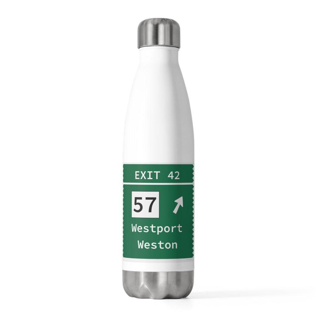 Merritt Parkway exit 42 water bottle - Merritt Parkway and Westport Connecticut gifts and merch by Finding Connecticut 