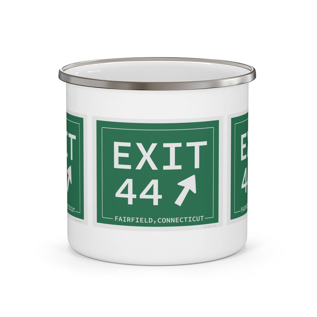 Merritt  Parkway exit 44 camping mug - Fairfield County gifts and merch by Finding Connecticut