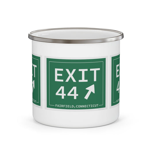 Merritt  Parkway exit 44 camping mug - Fairfield County gifts and merch by Finding Connecticut