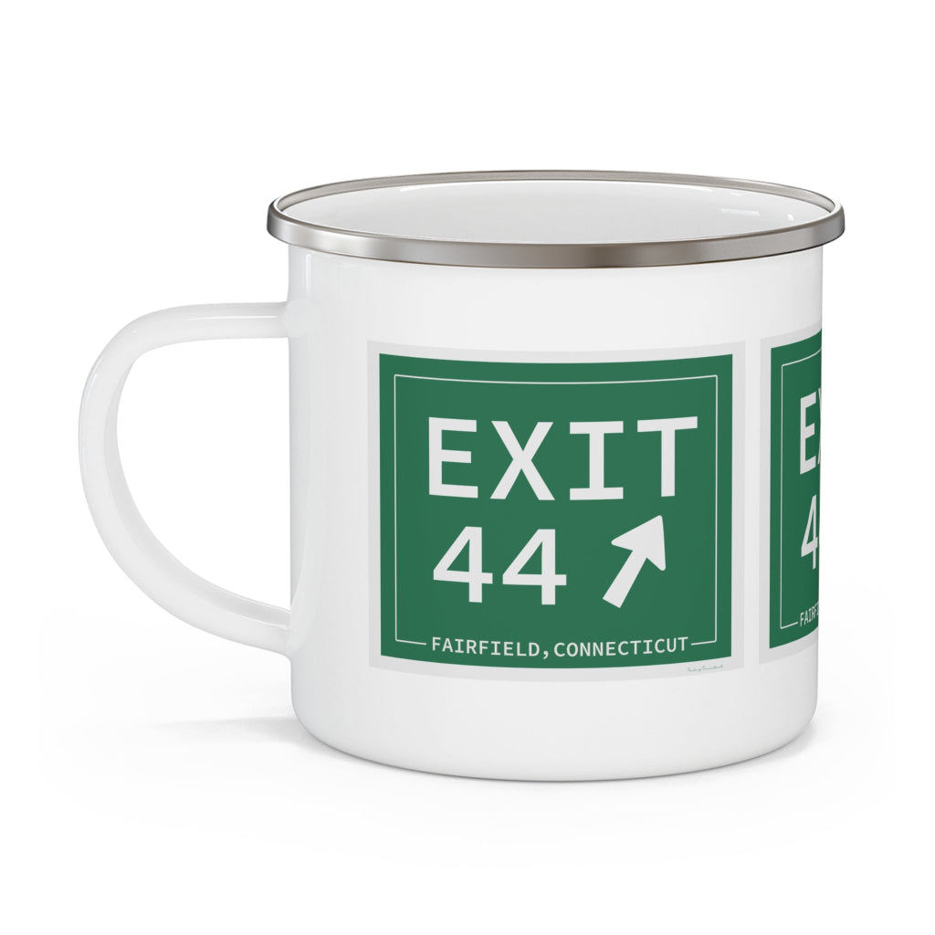 Merritt  Parkway exit 44 camping mug - Fairfield County gifts and merch by Finding Connecticut