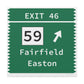 Merritt Parkway exit 46 Fairfield and Easton exit  - Merritt Parkway and fairfield connectict gifts and merch by Finding Connecticut 