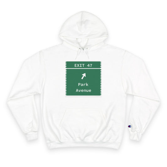 Merritt Parkway exit 47 champion hoodie sweatshirt - Trumbull connecticut gifts and merch by Finding Connecticut 