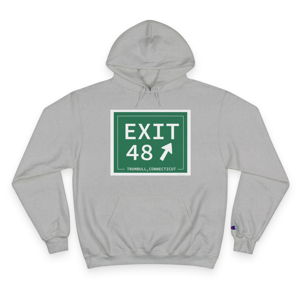Merritt Parkway exit 48 champion hoodie sweatshirts - merritt parkway and trumbull connecticut gifts and merch by Finding Connecticut 