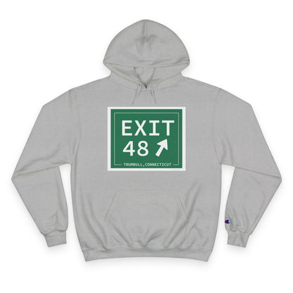 Merritt Parkway exit 48 champion hoodie sweatshirts - merritt parkway and trumbull connecticut gifts and merch by Finding Connecticut 