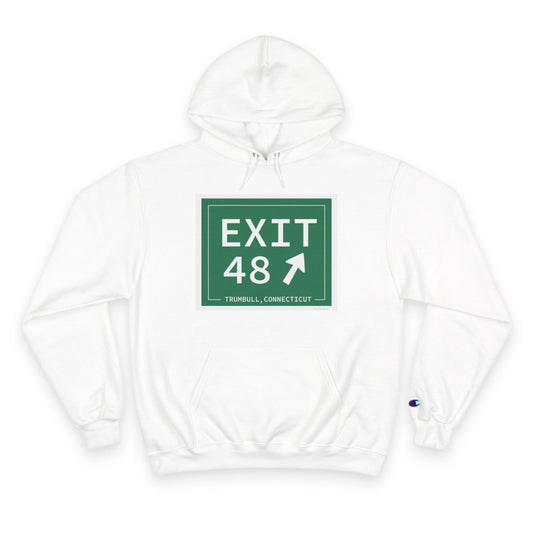 Merritt Parkway exit 48 champion hoodie sweatshirts - merritt parkway and trumbull connecticut gifts and merch by Finding Connecticut 