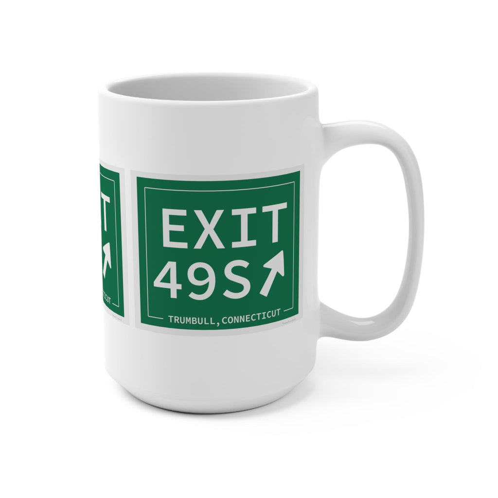 Merritt Parkway exit 49S mug - Merritt parkway and Trumbull Connecticut gifts and merch by Finding Connecticut 