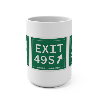 Merritt Parkway exit 49S mug - Merritt parkway and Trumbull Connecticut gifts and merch by Finding Connecticut 