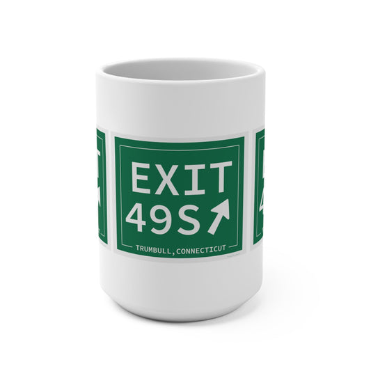 Merritt Parkway exit 49S mug - Merritt parkway and Trumbull Connecticut gifts and merch by Finding Connecticut 