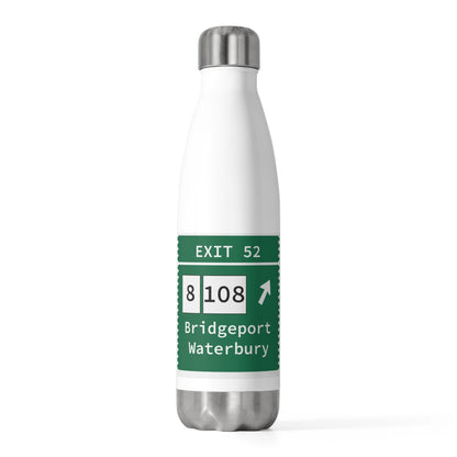 Merritt Parkway exit 52 water bottle - trumbull connecticut gifts and merch by Finding Connecticut 