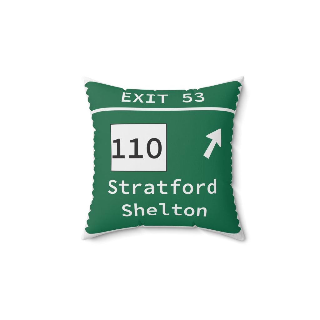Merritt Parkway exit 53 decor pillow - Stratford Connecticut gifts and merch by Finding Connecticut 