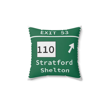Merritt Parkway exit 53 decor pillow - Stratford Connecticut gifts and merch by Finding Connecticut 