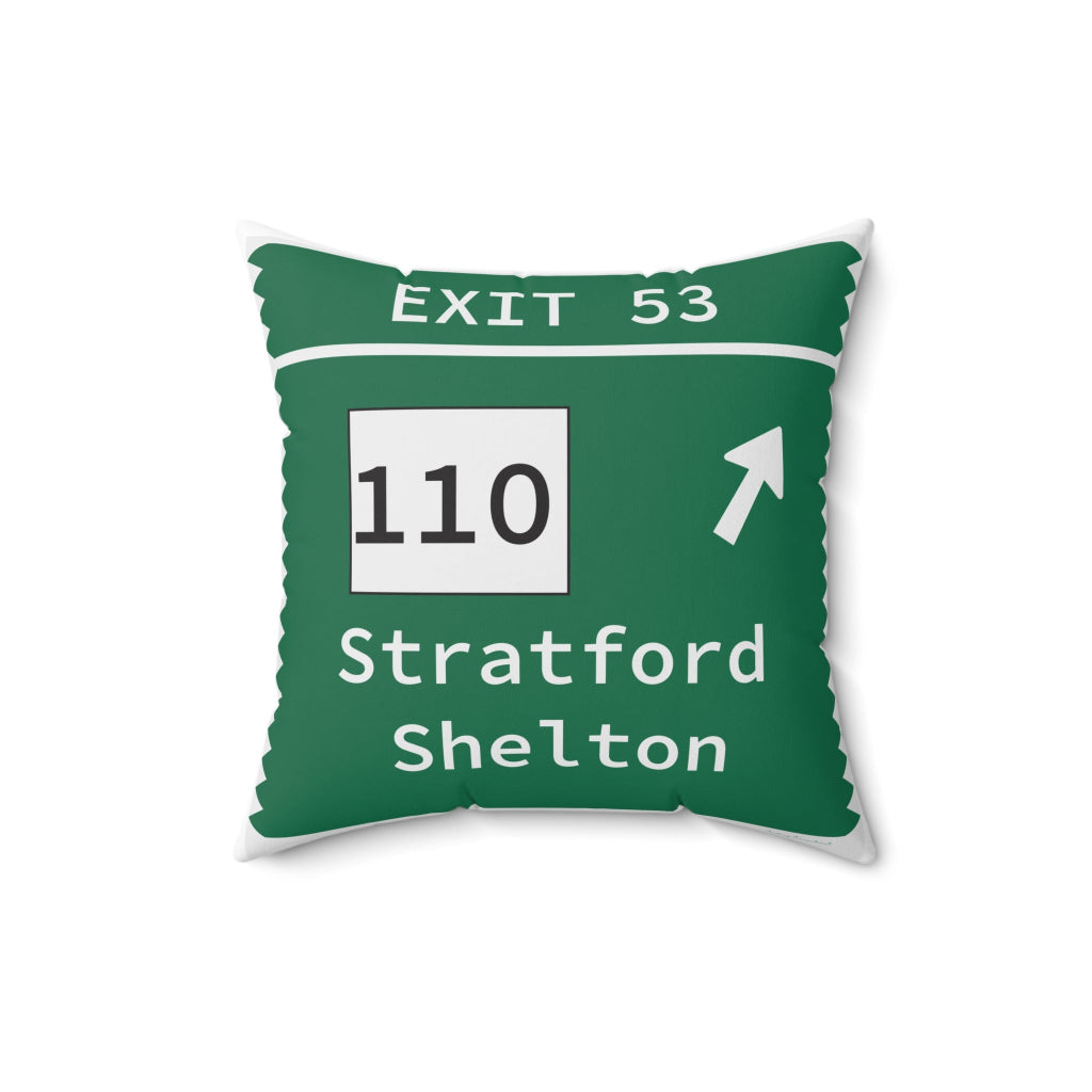 Merritt Parkway exit 53 decor pillow - Stratford Connecticut gifts and merch by Finding Connecticut 