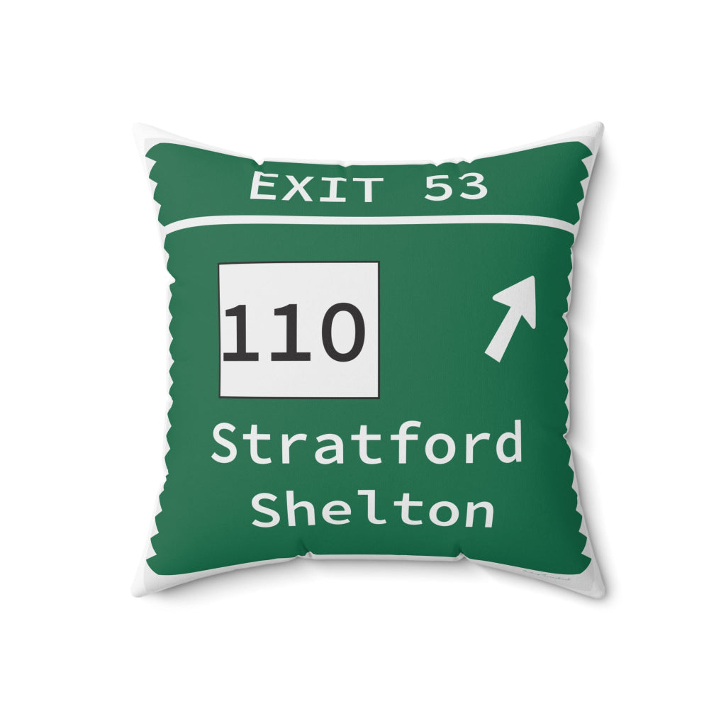 Merritt Parkway exit 53 decor pillow - Stratford Connecticut gifts and merch by Finding Connecticut 