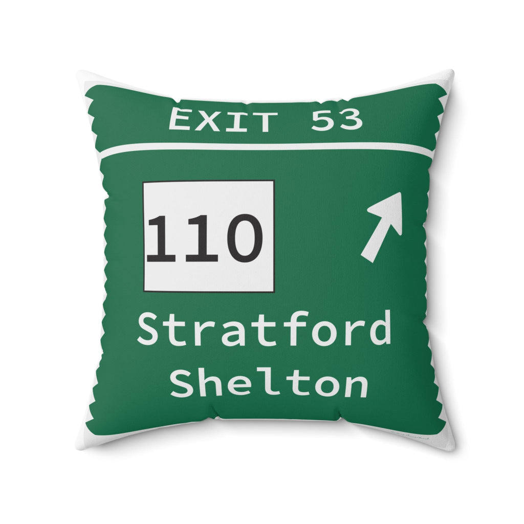 Merritt Parkway exit 53 decor pillow - Stratford Connecticut gifts and merch by Finding Connecticut 