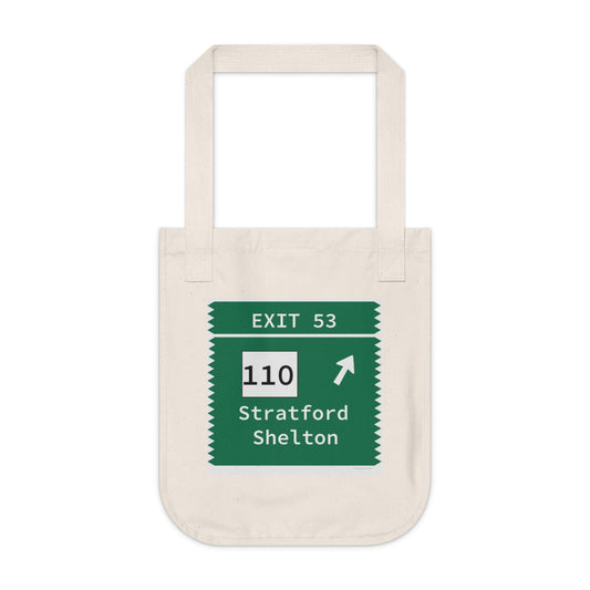 Merritt Parkway exit 53 tote bag - Stratford Connecticut gifts and merch by Finding Connecticut 