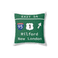 Merritt Parkway exit 54 decor pillow -Milford Connecticut gifts and merch by Finding Connecticut 