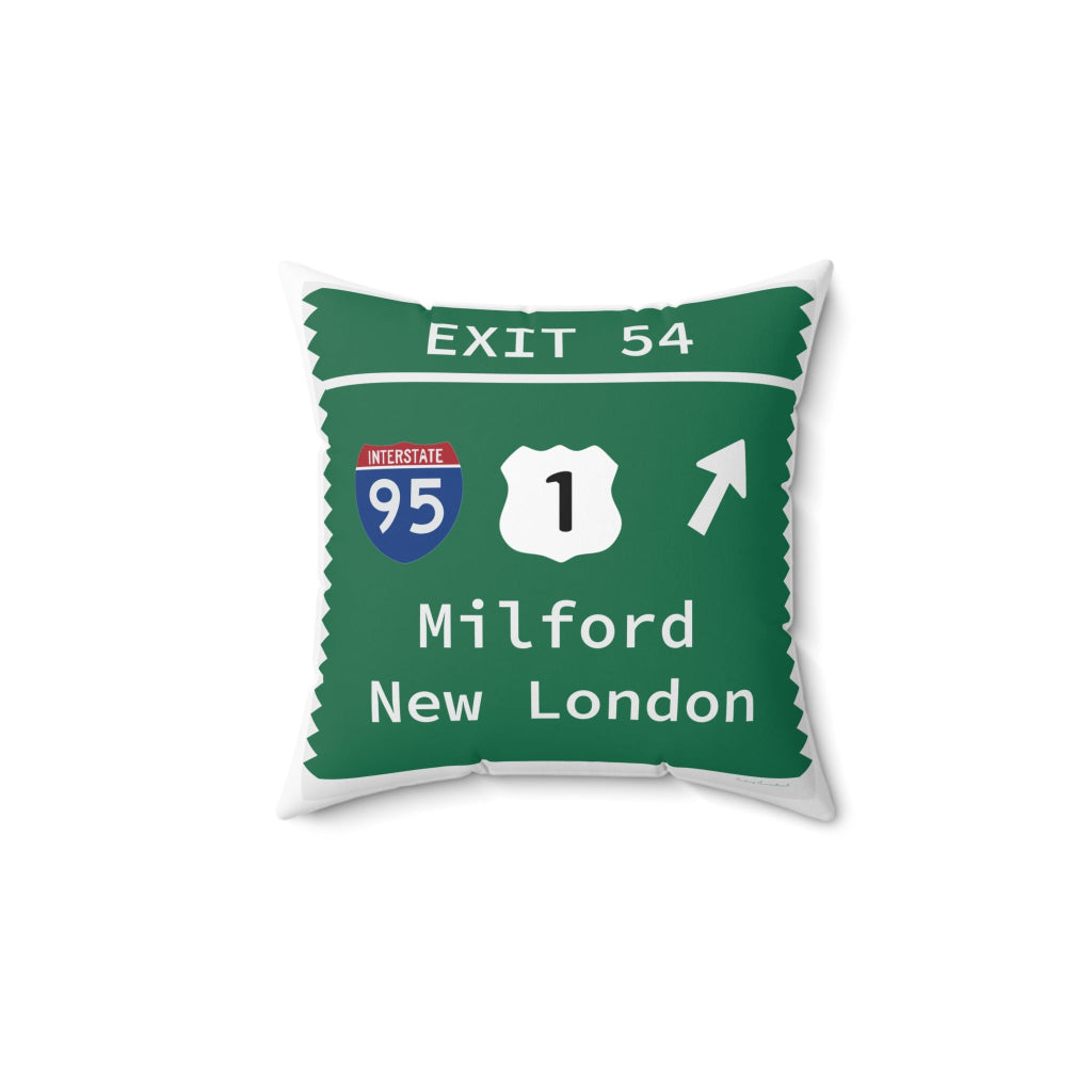 Merritt Parkway exit 54 decor pillow -Milford Connecticut gifts and merch by Finding Connecticut 