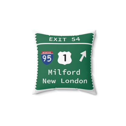 Merritt Parkway exit 54 decor pillow -Milford Connecticut gifts and merch by Finding Connecticut 