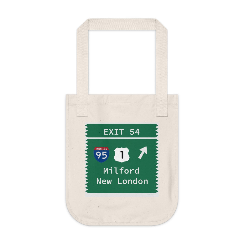 Merritt Parkway exit 54 tote bag - Milford Connecticut gifts and merch by Finding Connecticut 