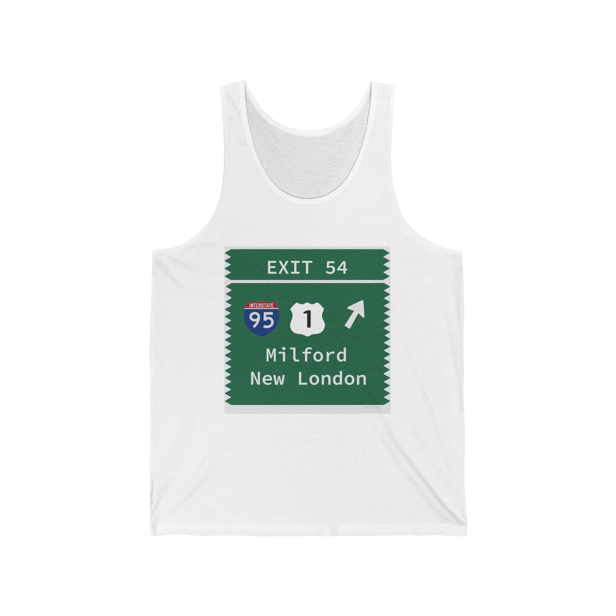Merritt Parkway exit 54 unisex tank tops shirt - Milford Connecticut gifts and merch by Finding Connecticut 