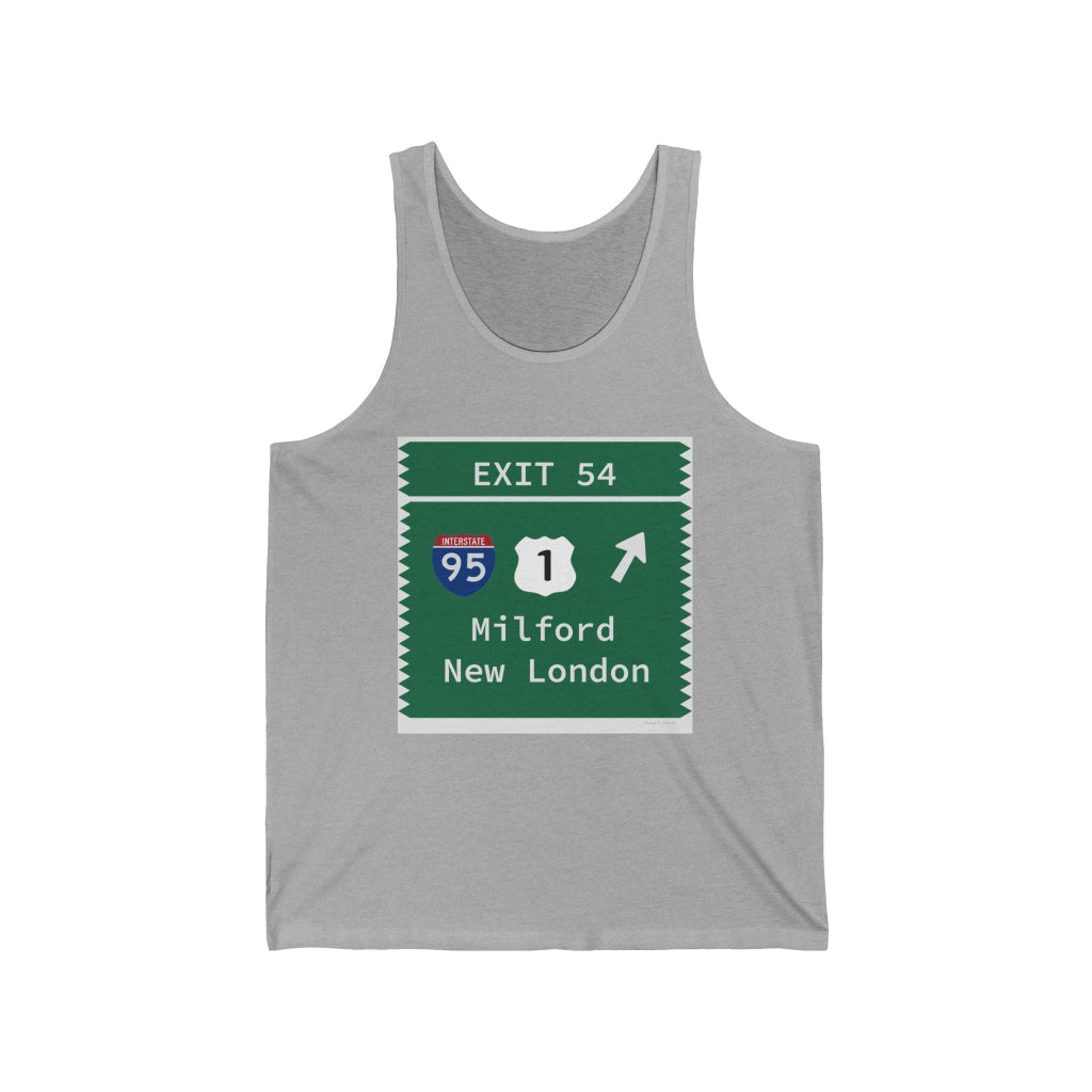 Merritt Parkway exit 54 unisex tank tops shirt - Milford Connecticut gifts and merch by Finding Connecticut 