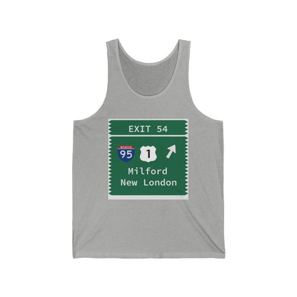 Merritt Parkway exit 54 unisex tank tops shirt - Milford Connecticut gifts and merch by Finding Connecticut 