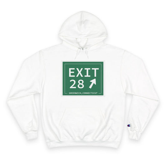 Merritt parkway exit 28 champion hoodie sweatshirt - merritt parkway and greenwich connecticut gifts and merch by Finding Connecticut 