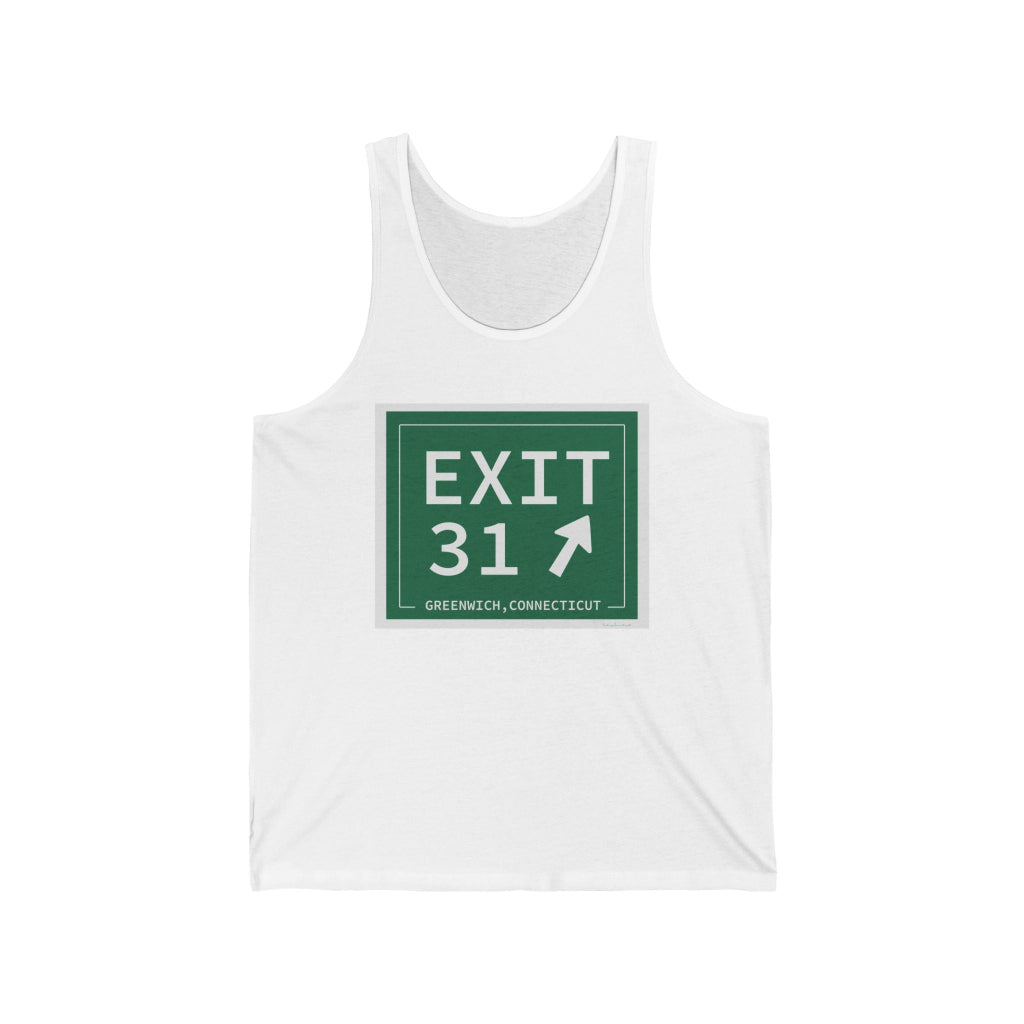 Merritt  parkway exit 31 unisex tank top  - merritt parkway and greenwich connecticut gifts and merch by Finding Connecticut 
