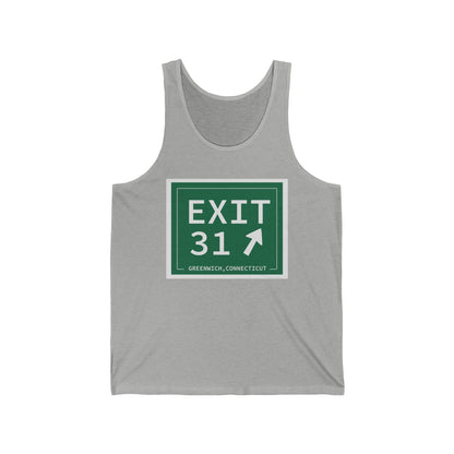 Merritt  parkway exit 31 unisex tank top  - merritt parkway and greenwich connecticut gifts and merch by Finding Connecticut 