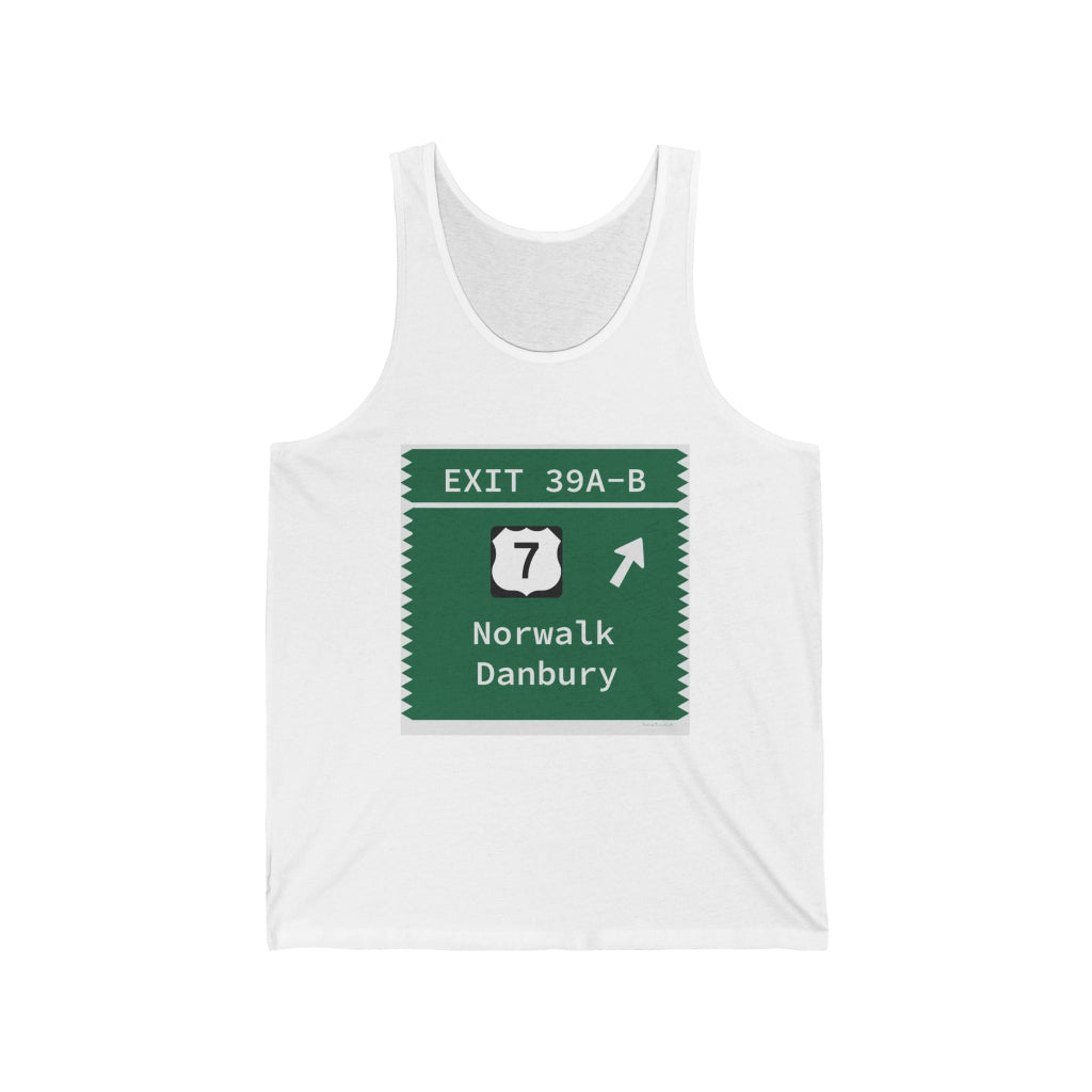 Merritt parkway exit 39A-B tank top shirt -merritt parkway and norwalk connecticut gifts and merch by Finding Connecticut 