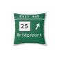 Merritt parkway exit 49S decor pillow  - Merritt parkway and trumbull connecticut gifts and merch by Finding Connecticut 