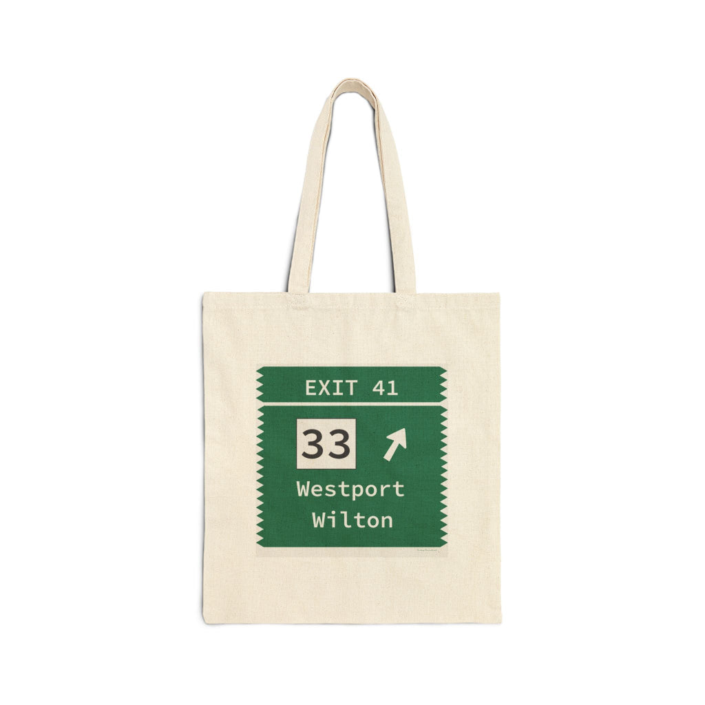 Merrrit parkway exit 41 tote bag - Merritt parkway and westport connecticut gifts and merch by Finding Connecticut 