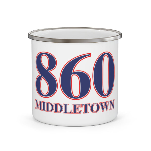 Middletown 860 red white and blue camping mug // middletown connecticut drinkware, gifts and merch // finding connecticut 