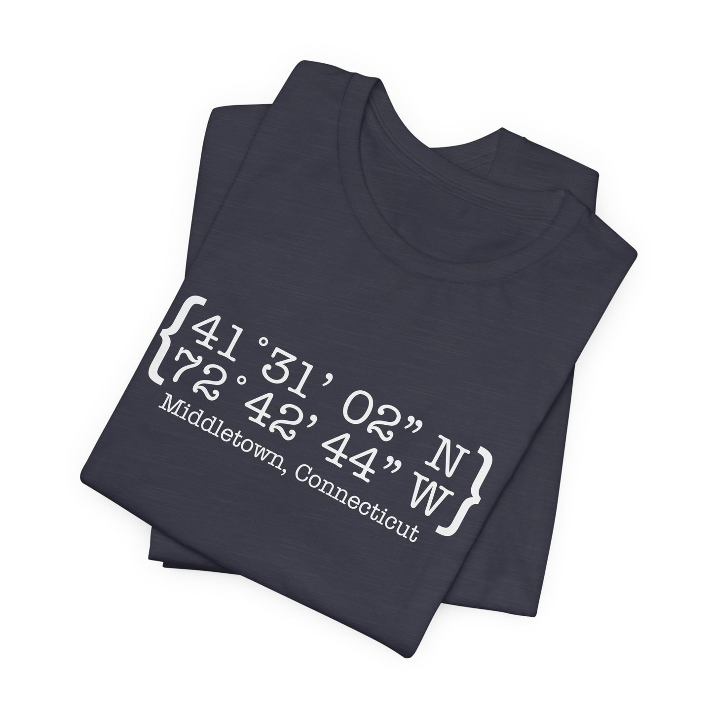 Middletown Coordinates /// middletown CT unisex tshirt  // finding Connecticut 