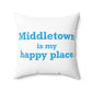 Middletown is my happy place decor pillow // Middletown Connecticut gifts and merch // finding connecticut 