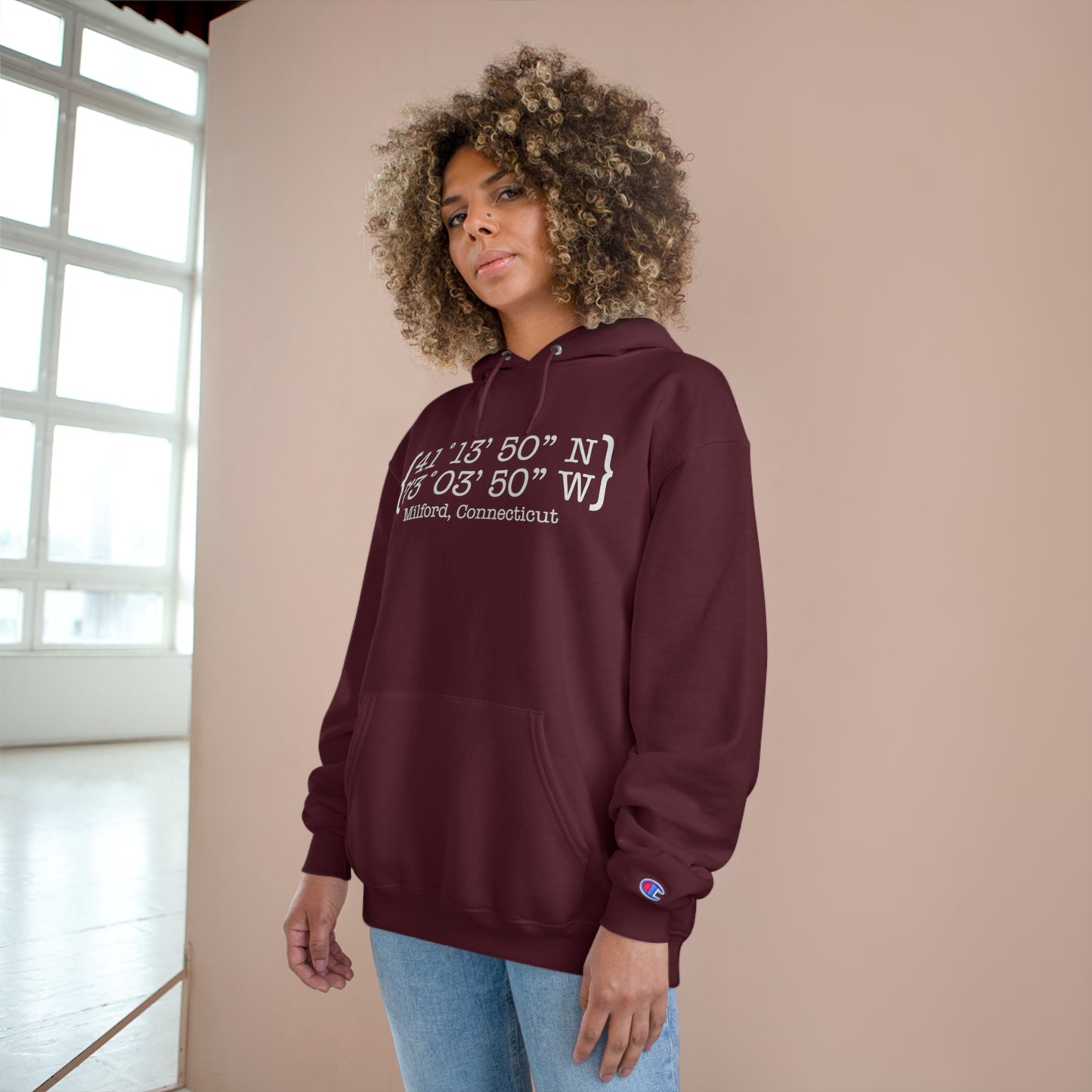 Milford Coordinates // Milford CT unisex champion hoodie sweatshirt  // finding connecticut 