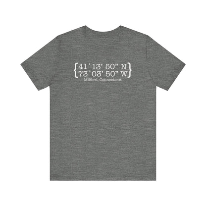 Milford Coordinates // Milford CT unisex t shirt  // finding connecticut 