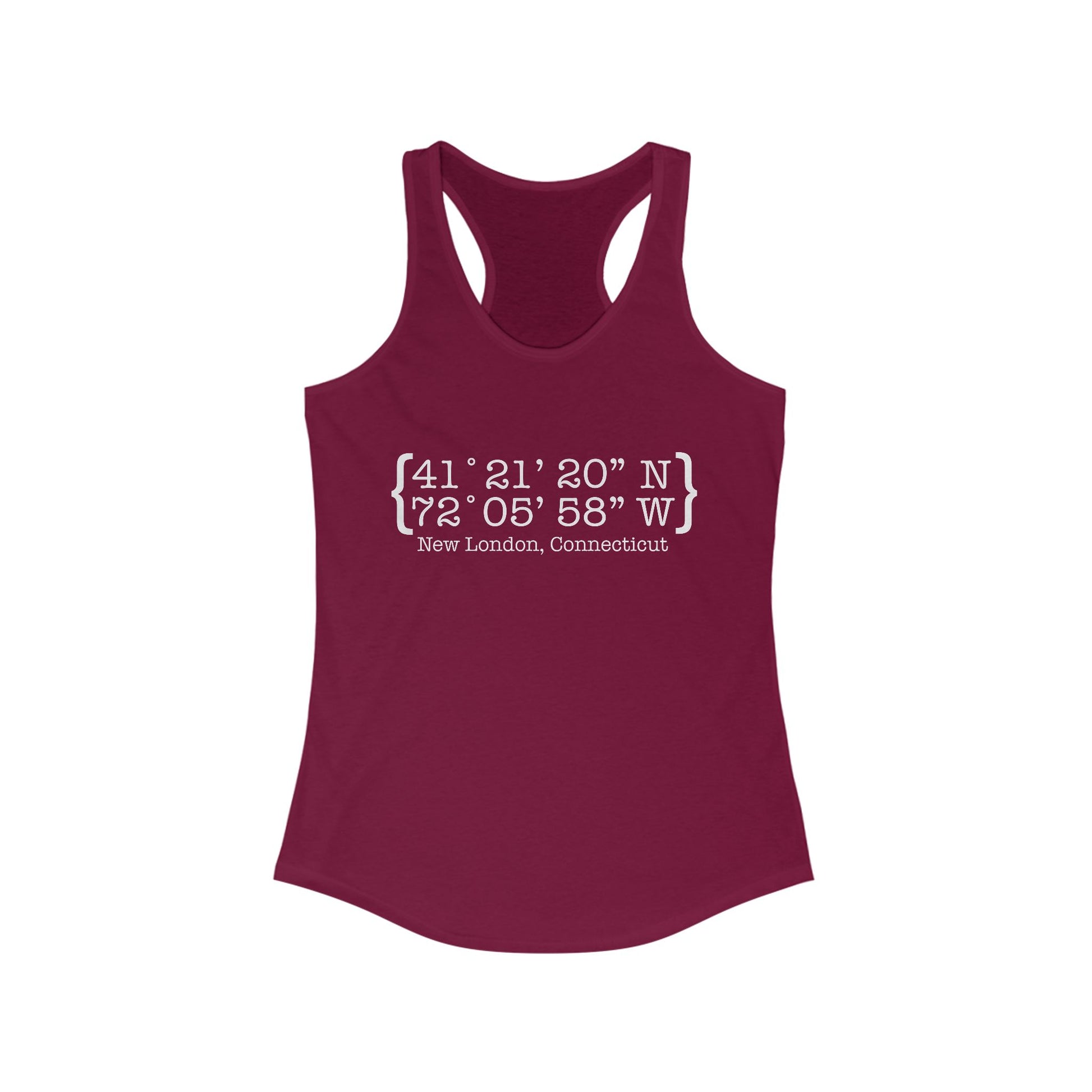 New London Coordinates // New London CT Womens tank top shirt // finding connecticut 