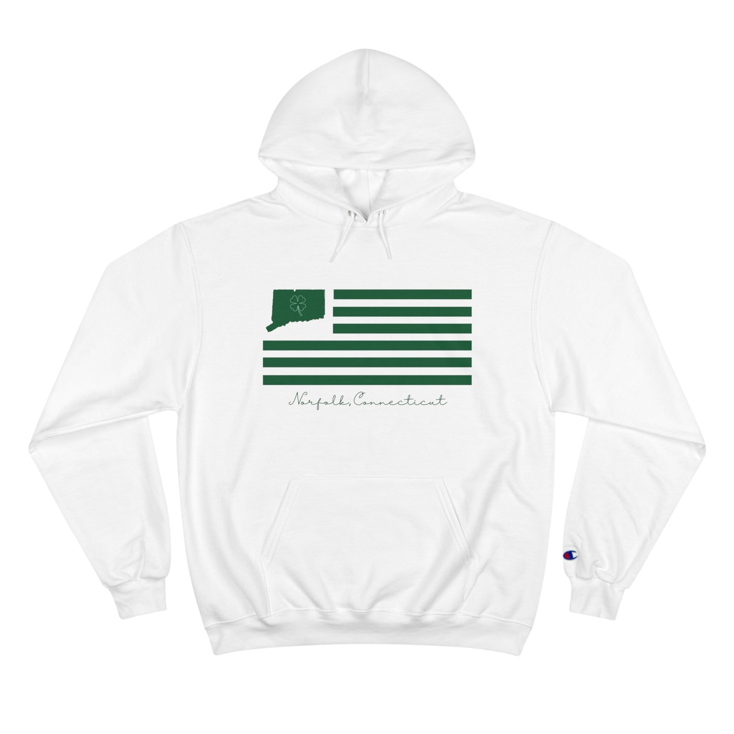 Norfolk Connecticut St. Patrick's Day Flag // norfolk connecticut st. patrick's day unisex champion hoodie sweatshirt // finding connecticut