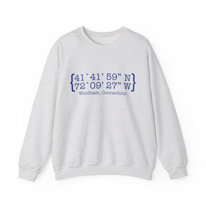 Windham Coordinates // windham connecticut unisex sweatshirt // finding connecticut 