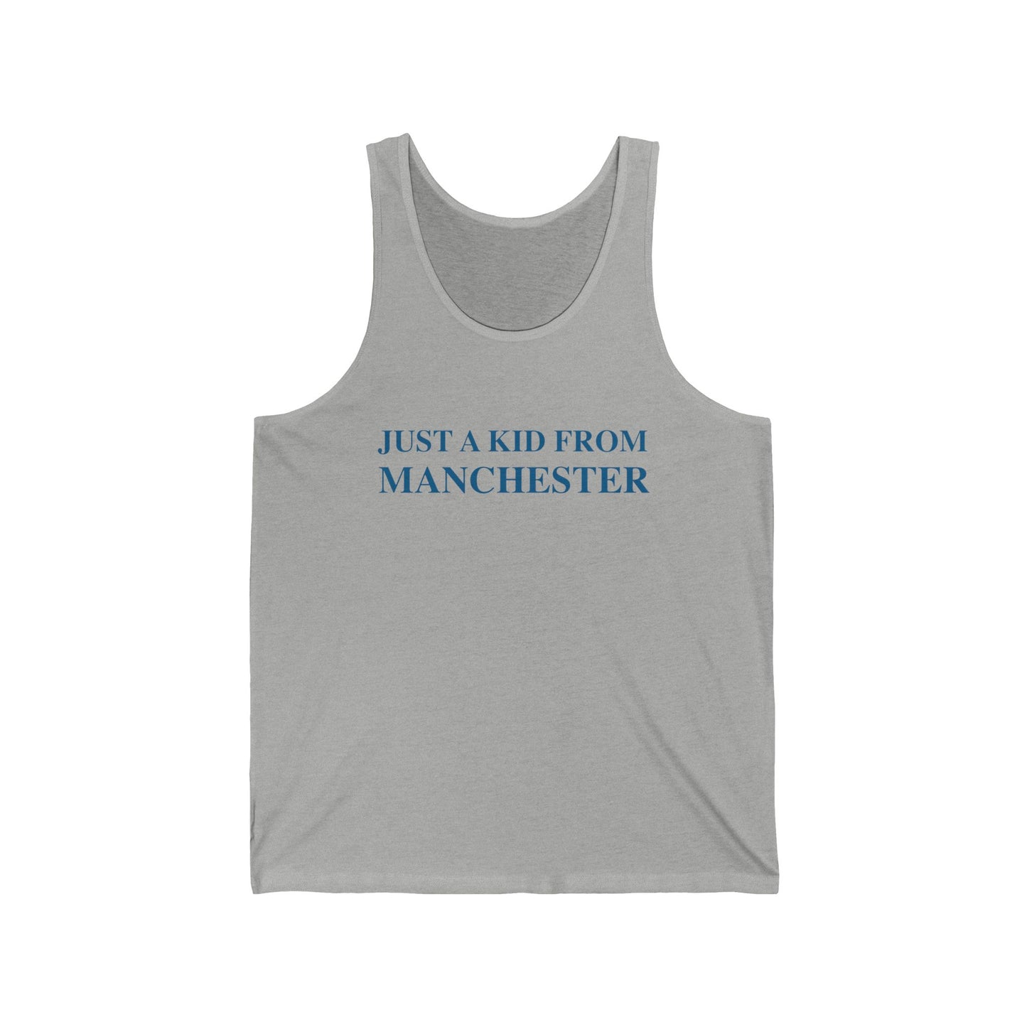 just a kid from Manchester // Manchester connecticut unisex tank top shirt   // finding connecticut   