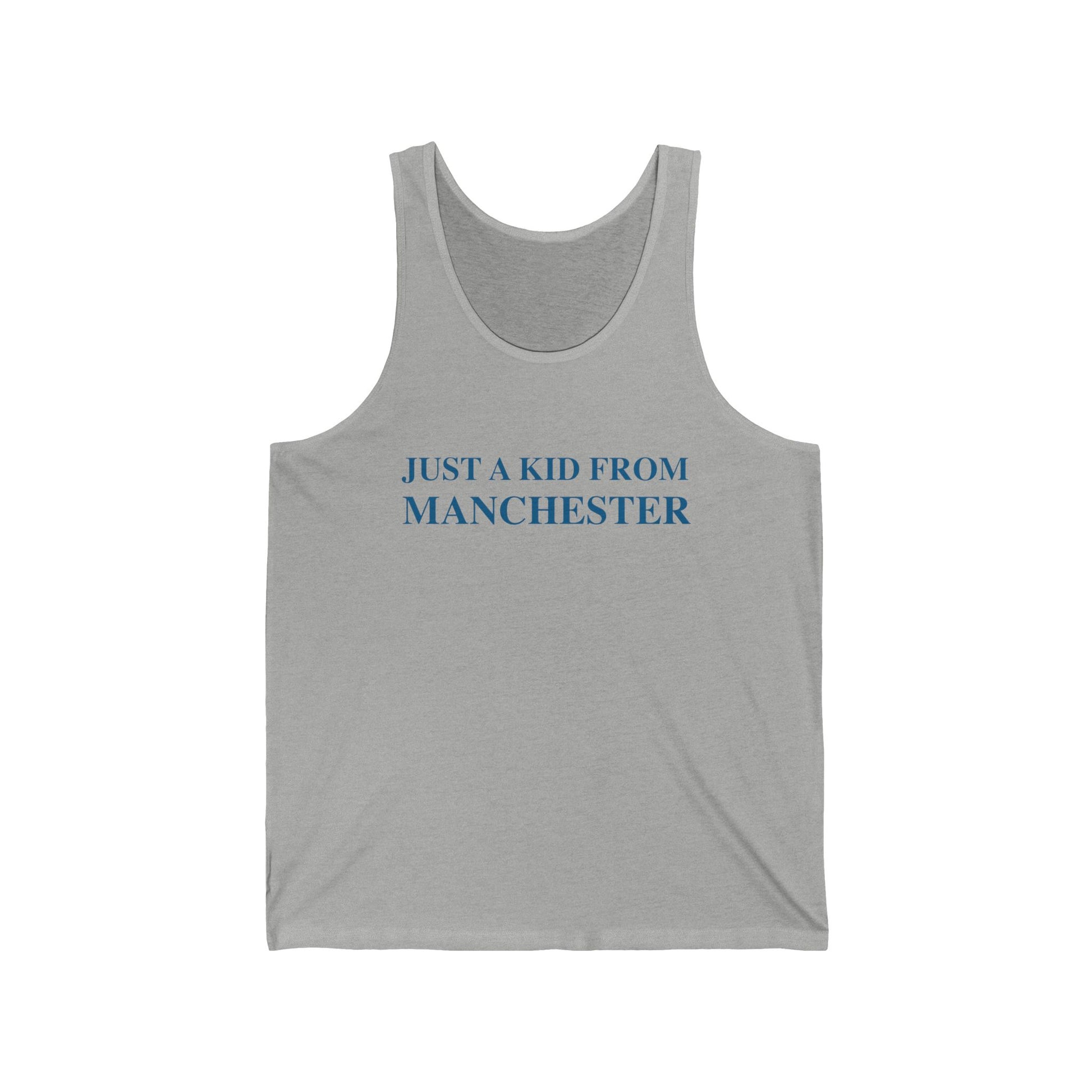 just a kid from Manchester // Manchester connecticut unisex tank top shirt   // finding connecticut   