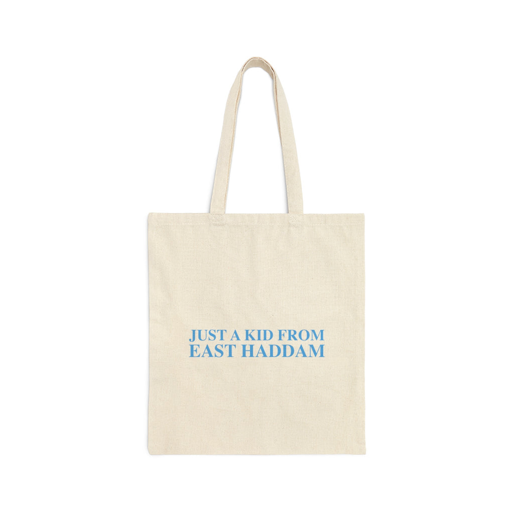 just a kid from east haddam tote bag // east haddam connecticut gifts and merch // finding connecticut 