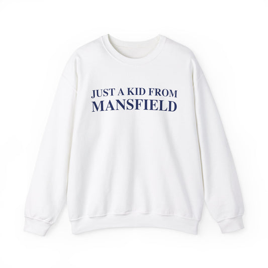just a kid from mansfield // mansfield connecticut unisex sweatshirt  // finding connecticut 